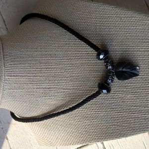 Black onyx leaf necklace